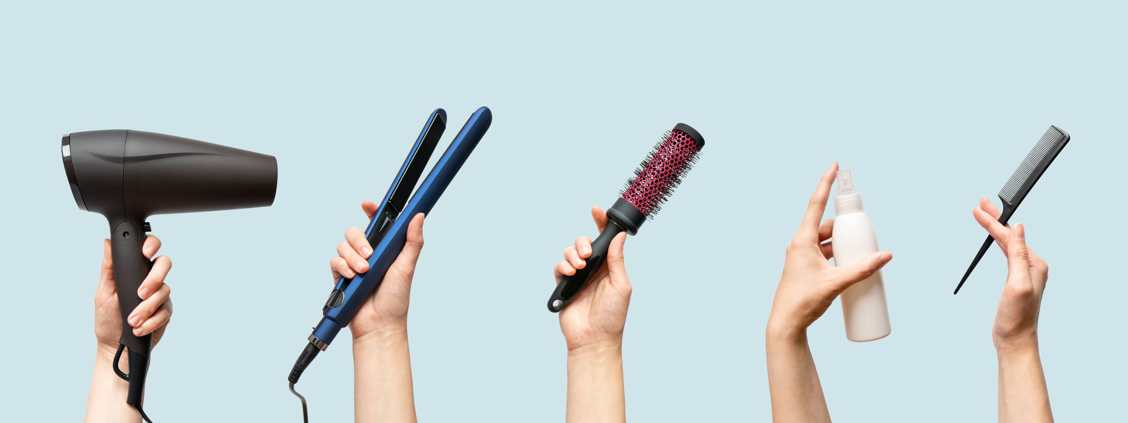 Hands with Hairstyling Tools